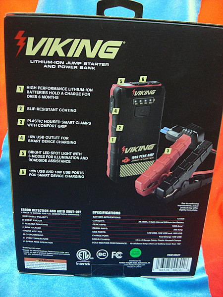 Viking 59527 1000A Lithium Jump Starter & Power Bank - New, Unopened