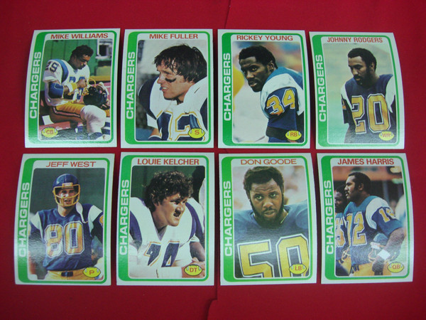 Vintage 1978 Topps San Diego Chargers Football Card Lot (8 Cards, EX-MT+)