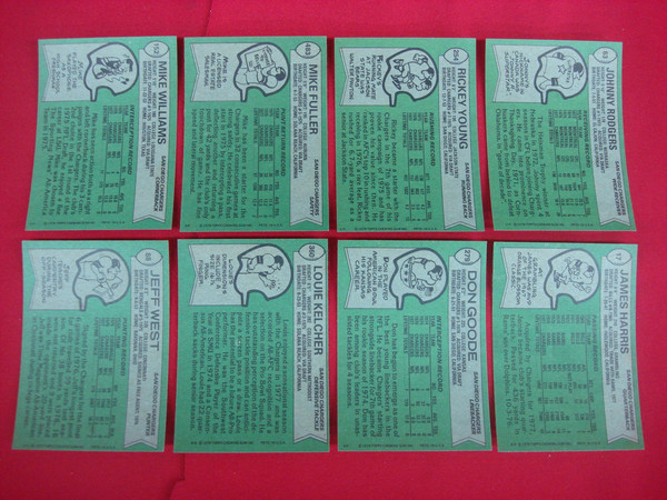 Vintage 1978 Topps San Diego Chargers Football Card Lot (8 Cards, EX-MT+)
