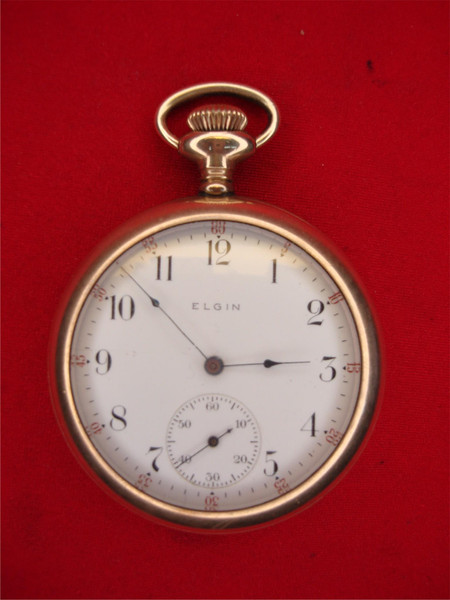 Vintage Elgin Open Face Pocket Watch, Grade 291, 7 Jewel Movement & Diamond Accents - Repair/Parts