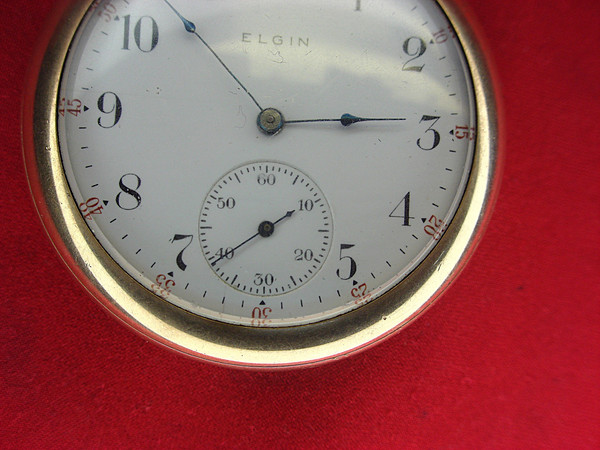 Vintage Elgin Open Face Pocket Watch, Grade 291, 7 Jewel Movement & Diamond Accents - Repair/Parts