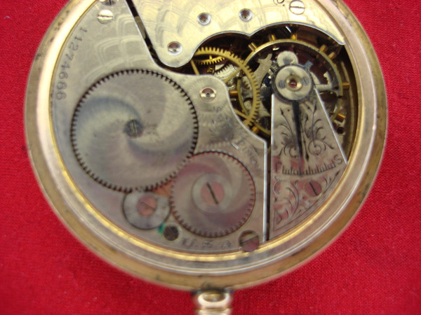 Vintage Elgin Open Face Pocket Watch, Grade 291, 7 Jewel Movement & Diamond Accents - Repair/Parts