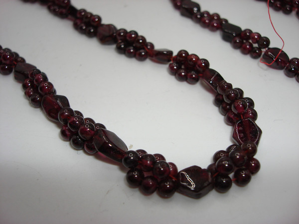 Antique Bohemian Garnet Bead Strand Necklace - 34