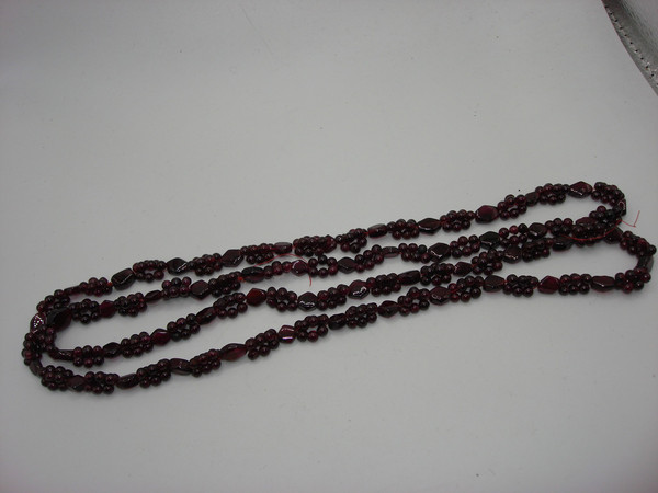 Antique Bohemian Garnet Bead Strand Necklace - 34