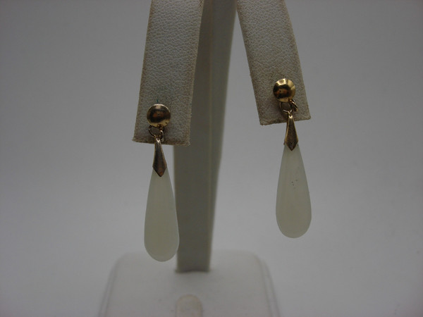 Vintage Jadeite Bracelet & Dangle Earrings Set | Estate Find, Gold-Tone, 4 Link Design