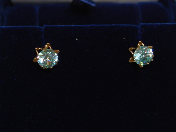 Elegant 14K Gold Blue Topaz Screw Back Stud Earrings (60 PTW)