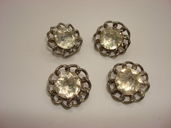 Vintage Silver Foiled Rhinestone Buttons - Set of 7 | Unique Sparkle for Crafting & DIY