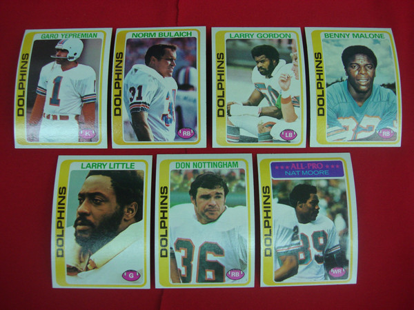 Vintage 1978 Topps Miami Dolphins Football Card Lot (7 Cards, EX-MT+ Condition)