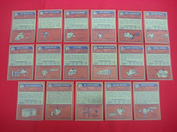 Vintage 1973 Topps Buffalo Bills Football Card Lot (17 Cards, EX-MT Condition)