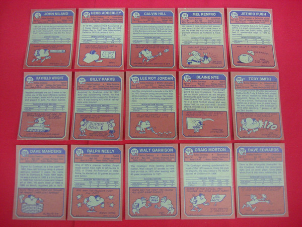 1973 Topps Dallas Cowboys Football Cards (15-Card Lot) - EX-MT Condition
