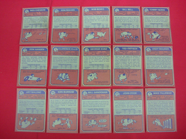 Vintage 1973 Topps Atlanta Falcons Football Card Lot (15 Cards, EX-MT Condition)