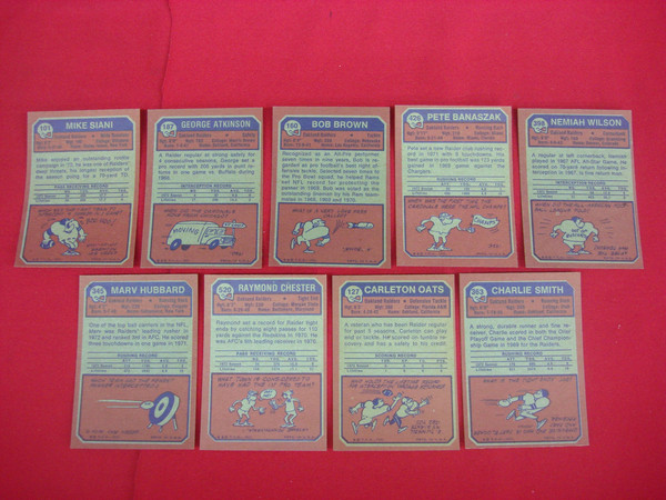 Vintage 1973 Topps Oakland Raiders Football Card Lot (9 Cards) - EX-MT+ Condition