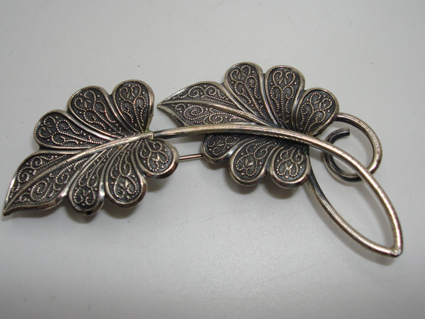 Vintage Beau Sterling Silver Leaf Brooch Pin - 11 Grams, Stunning Statement Jewelry