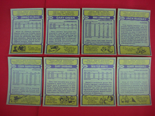 1979 Topps Kansas City Chiefs Football Card Lot (8 Cards, EX-MT+)