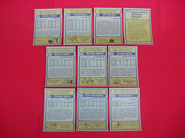 Vintage 1979 Topps Atlanta Falcons Football Card Lot (10 Cards, EX-MT+)