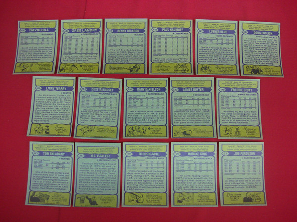 1979 Topps Detroit Lions Football Cards - 16 Unique Cards, Excellent Condition