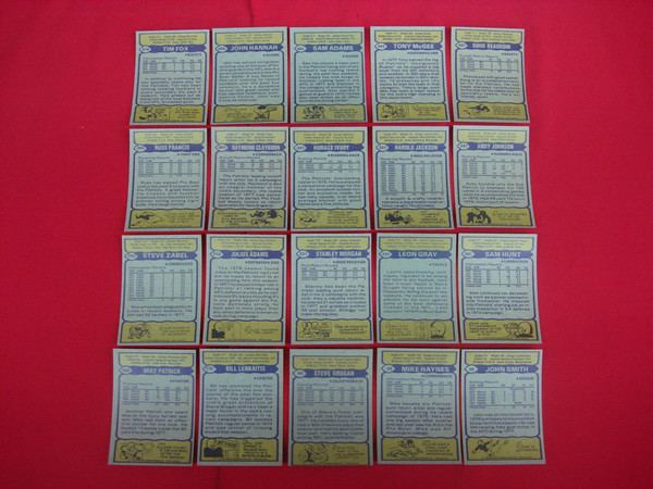 Vintage 1979 Topps New England Patriots Football Card Lot (20 Cards, EX-MT+)