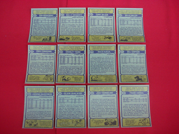 Vintage 1979 Topps Los Angeles Rams Football Card Lot (EX-MT+)