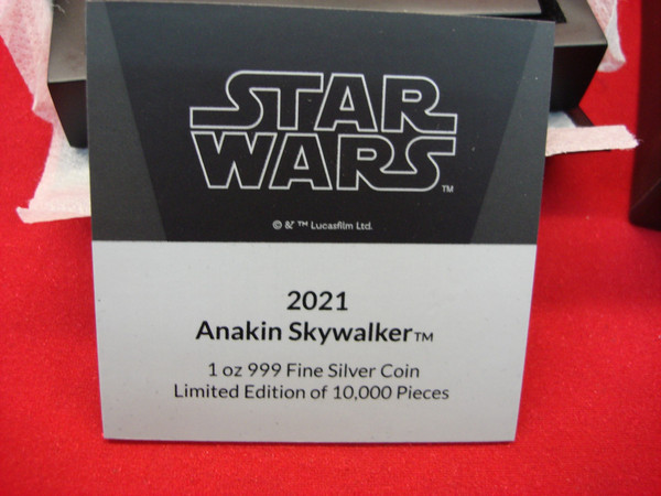 2021 NIUE Anakin Skywalker Proof Silver Coin .999 Fine - Star Wars Collectible