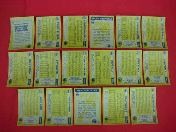 Vintage 1982 Topps Los Angeles Rams Football Card Lot (17 Cards, EX-MT+)