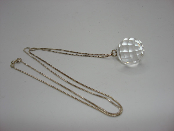 Vintage Faceted Rock Crystal Quartz Pendant Necklace in Sterling Silver (925 Italy)
