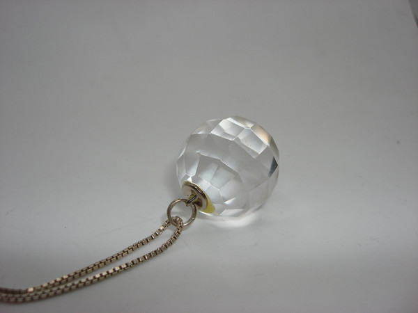 Vintage Faceted Rock Crystal Quartz Pendant Necklace in Sterling Silver (925 Italy)