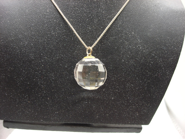 Vintage Faceted Rock Crystal Quartz Pendant Necklace in Sterling Silver (925 Italy)
