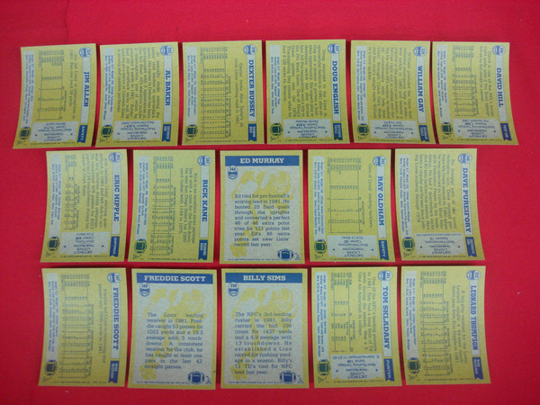 1982 Topps Detroit Lions Football Card Lot (16 Cards) - EX-MT or Better