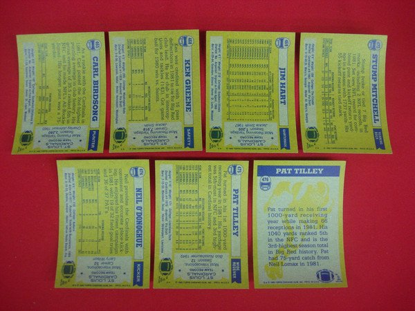 Vintage 1982 Topps St. Louis Cardinals Football Card Lot (7 Cards) - EX-MT Condition