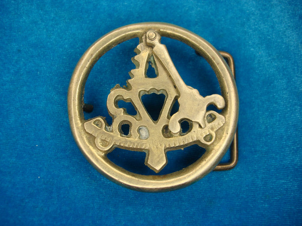 Vintage Solid Brass Sextant Belt Buckle - Pre-Owned, Excellent Condition