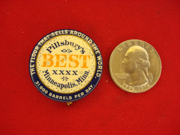 Vintage Pillsbury's Button - The Flour That Sells Around the World (1 1/4 inch)