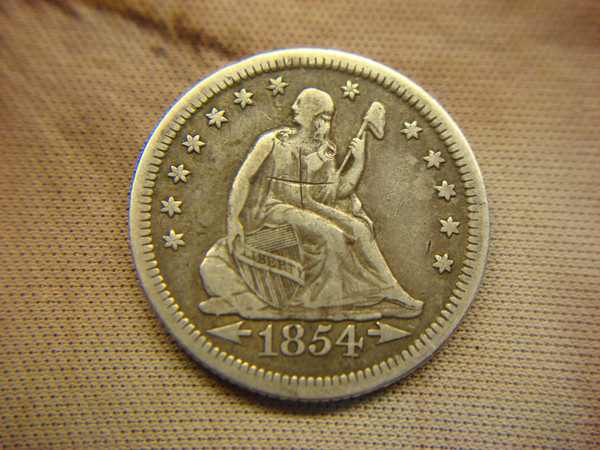 1854-O Seated Liberty Quarter Variety III - Arrows & No Rays (Circulated)