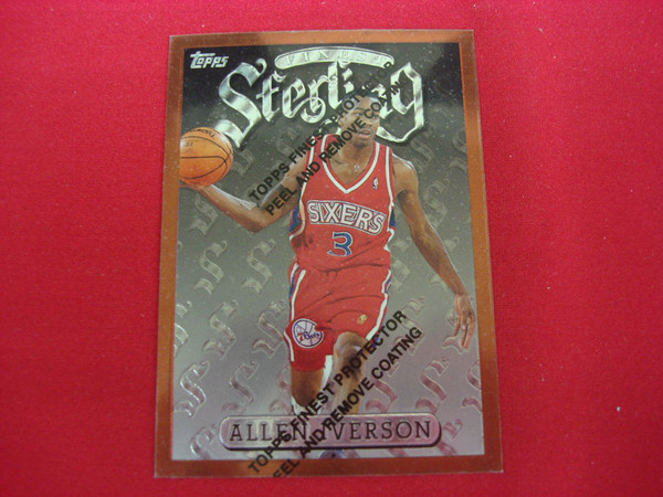 Allen Iverson Rookie Card 1996-97 Topps Finest Sterling #240 RC - Protective Coating