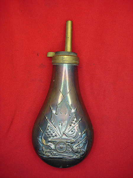 Vintage Copper & Brass Powder Flask - Italian Made, 30gn Capacity