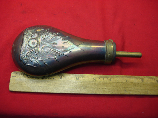 Vintage Copper & Brass Powder Flask - Italian Made, 30gn Capacity