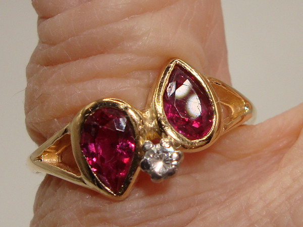 Unique 14K Gold Ruby & Diamond Accent Ring (Size 6) - Vintage Sparkle