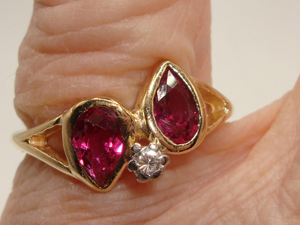 Unique 14K Gold Ruby & Diamond Accent Ring (Size 6) - Vintage Sparkle