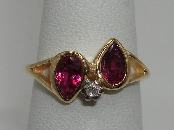 Unique 14K Gold Ruby & Diamond Accent Ring (Size 6) - Vintage Sparkle