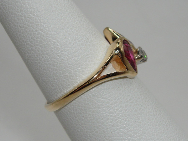 Unique 14K Gold Ruby & Diamond Accent Ring (Size 6) - Vintage Sparkle