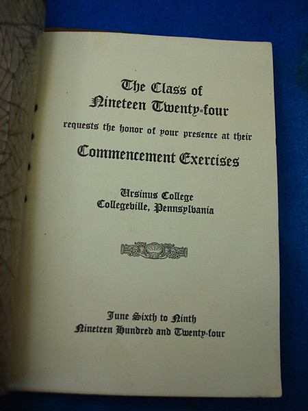1924 Ursinus College Commencement Booklet - Vintage Leather Program (Pigskin, 54 Graduates)