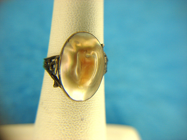 Vintage Sterling Silver Blister Pearl Ring - Size 4 3/4