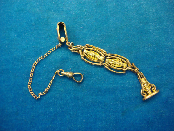 Antique Gold Filled Pocket Watch Fob & Chain - Patented Design, Excellent Condition