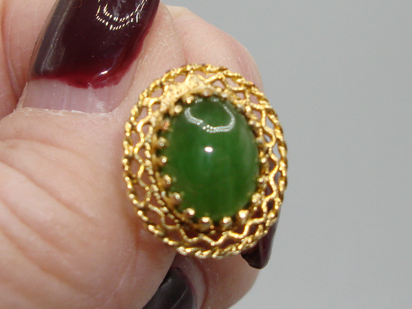 Vintage Karen Lynne Jade Vermeil Sterling Silver Earrings - Original Box