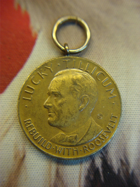 Vintage 1933 Franklin D. Roosevelt Bronze Medal - Lucky Tillikum Campaign