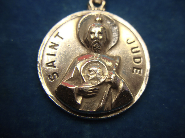 Vintage St. Jude Sterling Silver Pendant by Creed - 3D, Heavy (24mm)