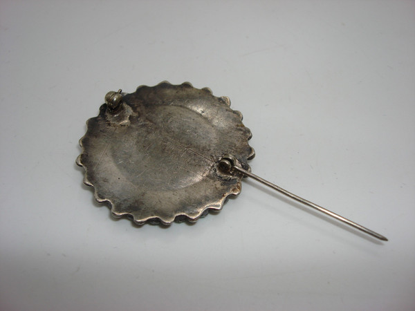 Vintage Zuni Turquoise Sterling Silver Brooch | Hand Cut Cabochons | Native American Jewelry