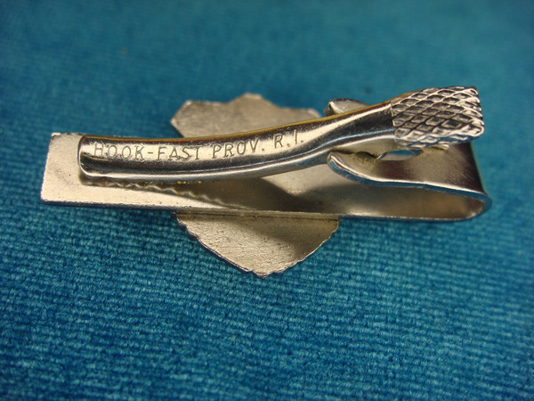 Vintage Pennsylvania Fire Dept. Tie Clip - Blue Enamel State Seal, Chrome - Hook-Fast #506