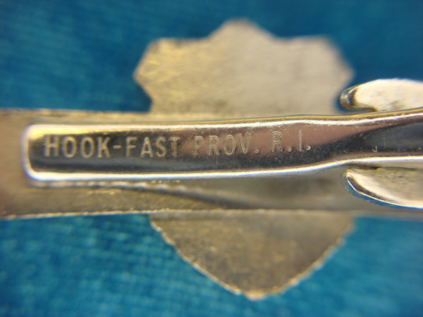 Vintage Pennsylvania Fire Dept. Tie Clip - Blue Enamel State Seal, Chrome - Hook-Fast #506