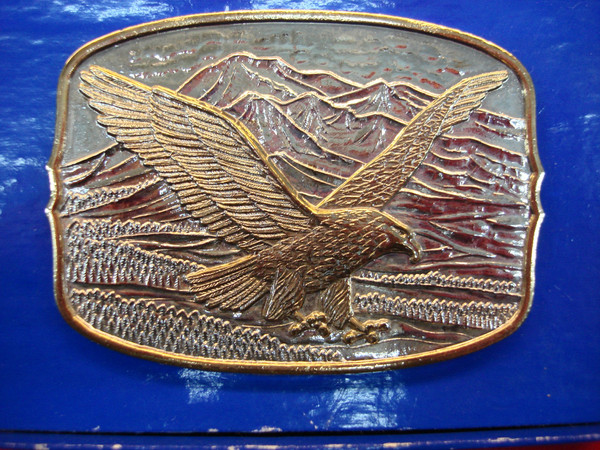 American Eagle Silver & 24K Gold Plate Belt Buckle - New in Box w/ Certificate