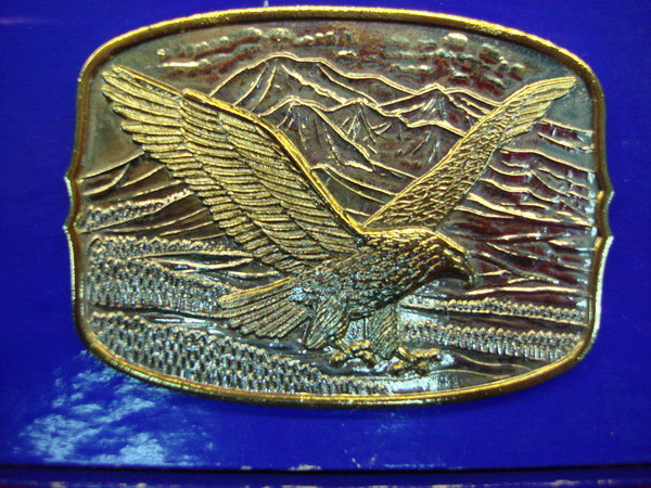 American Eagle Silver & 24K Gold Plate Belt Buckle - New in Box w/ Certificate
